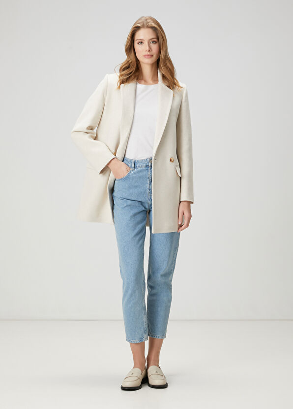 Beymen Club Light Beige Double-Breasted Coat - 2