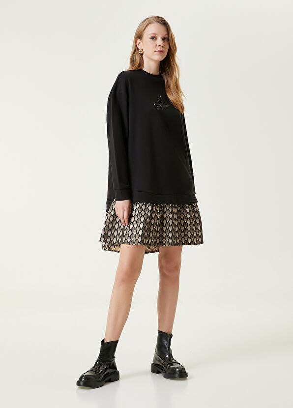 Beymen Club Siyah Brokar Detaylı Mini Elbise - 1