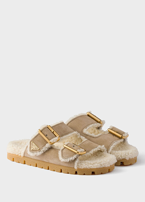 Prada Shearling Suede Women's Slippers - 2