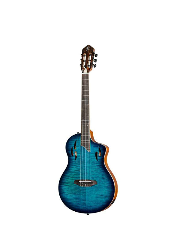 Ortega TourPlayer Deluxe RTPDLX- FMA Blue Burst Elektro Klasik Gitar - 1