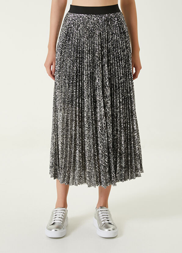 Beymen Club Silver İşlemeli Pileli Midi Etek - 2