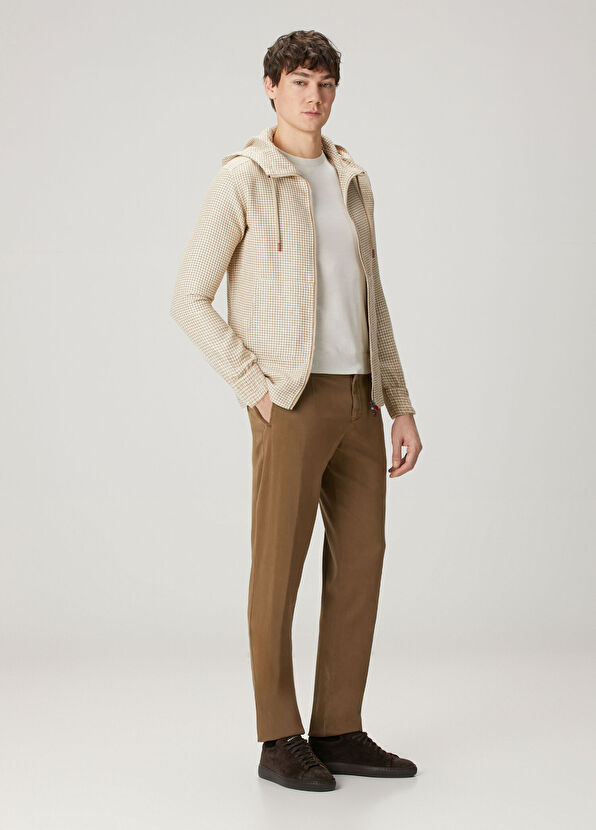 Kiton Yellow Hooded Houndstooth Linen Sweatshirt - 2