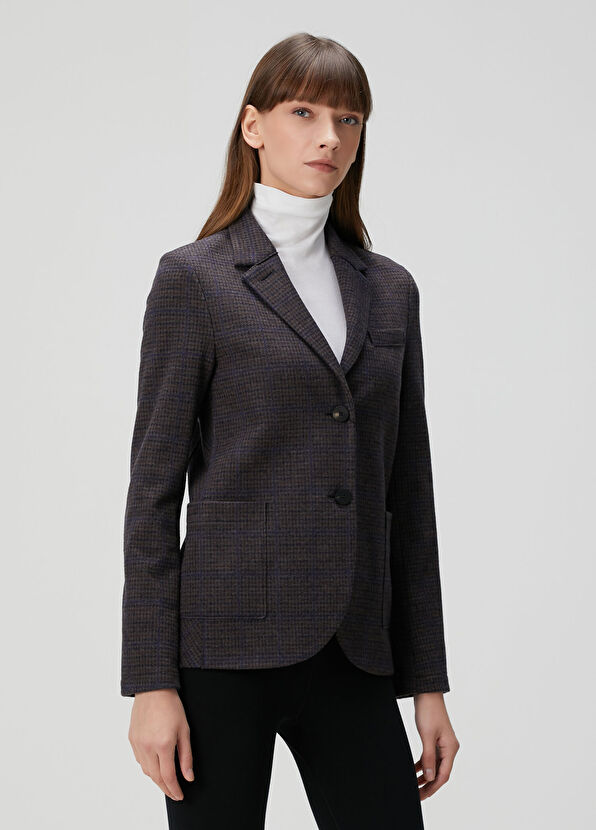 Harris Wharf London Grey Plaid Wool Jacket - 1