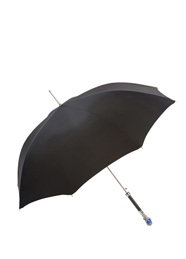 Pasotti Black Luxury Umbrella with Blue Stone Handle - 1