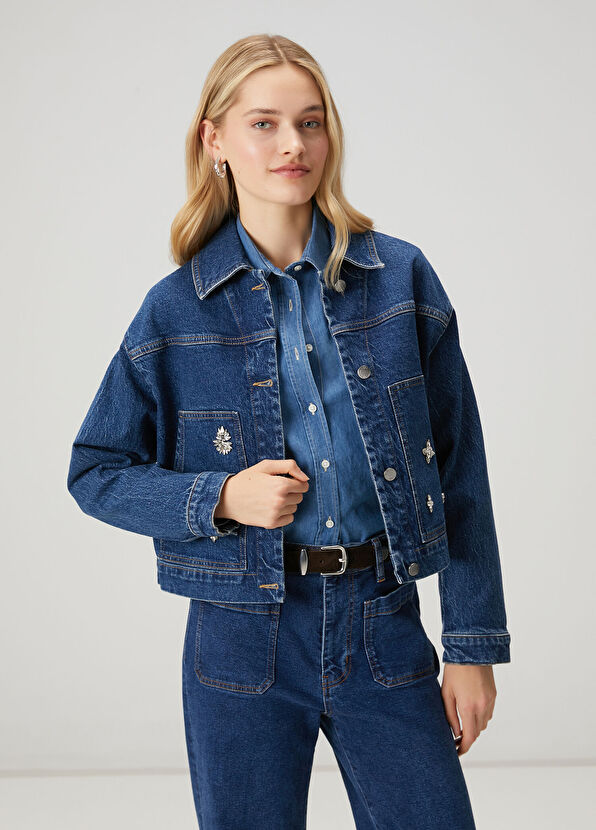 Beymen Club Indigo Taşlı Denim Ceket - 1