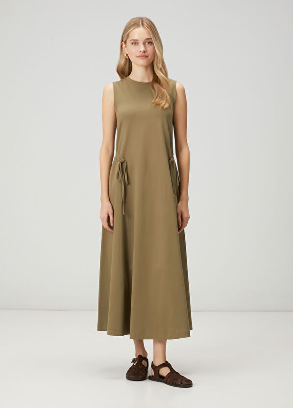 Beymen Club Haki Büzgü Detaylı Uzun Elbise - 3