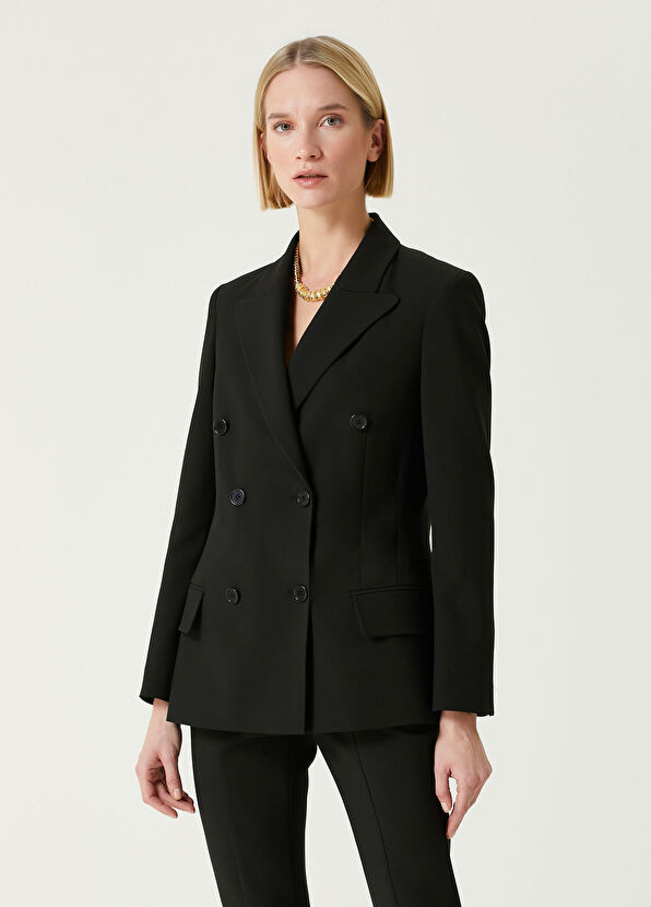 Siyah Kruvaze Ceket - Görsel 2