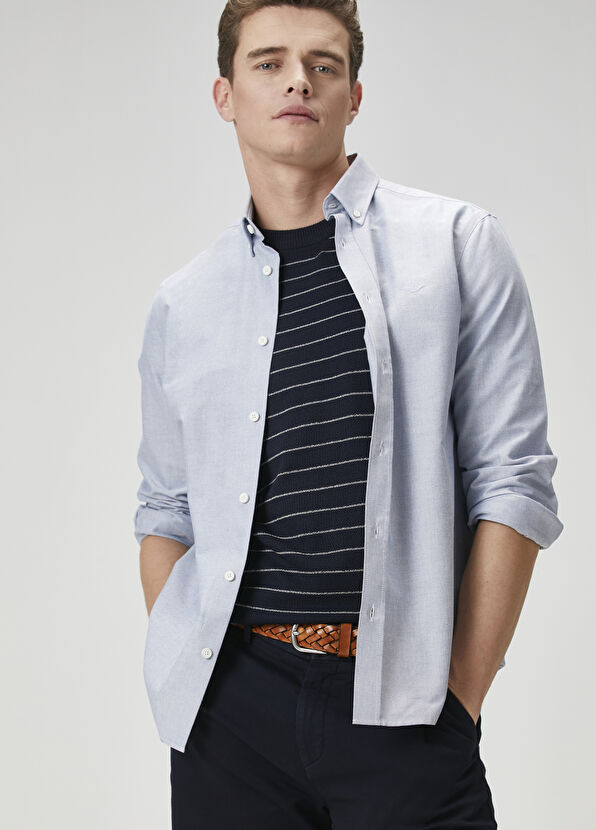 Beymen Club Comfort Fit Indigo Oxford Gömlek - 1