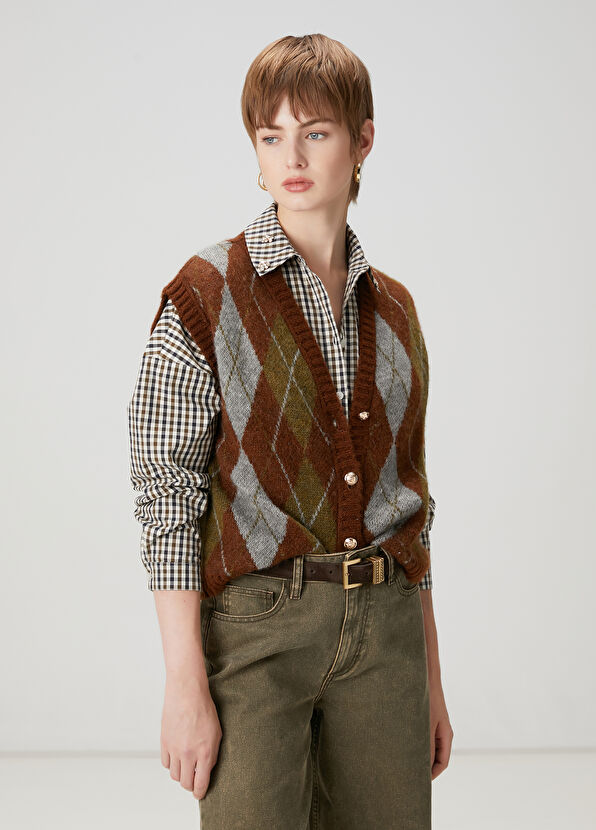 Beymen Club Brown Patterned Knit Vest - 3