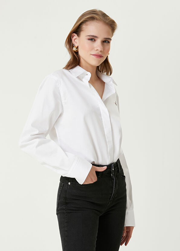 Beymen Club Beyaz Logolu Klasik Poplin Gömlek - 1