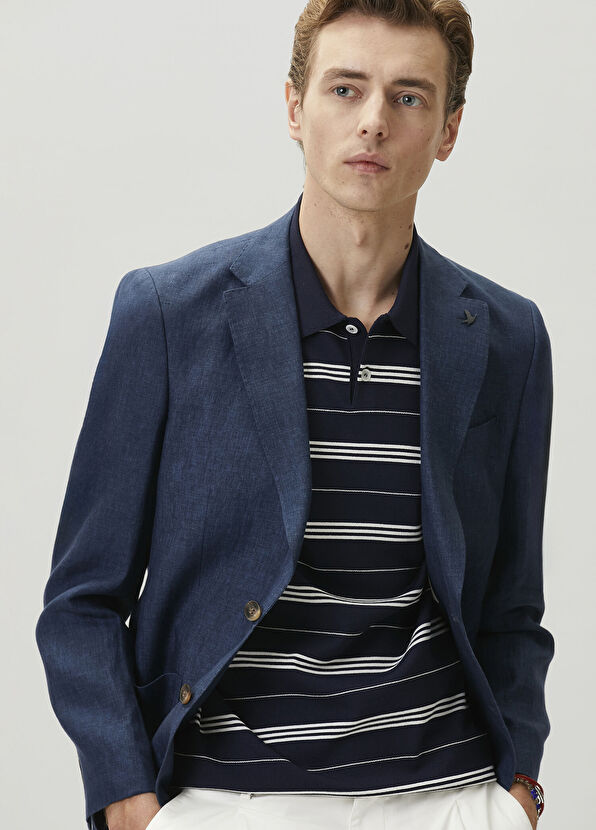 Beymen Club Lacivert Polo Yaka T Beyaz Çizgili Kısa Kol Triko - 3