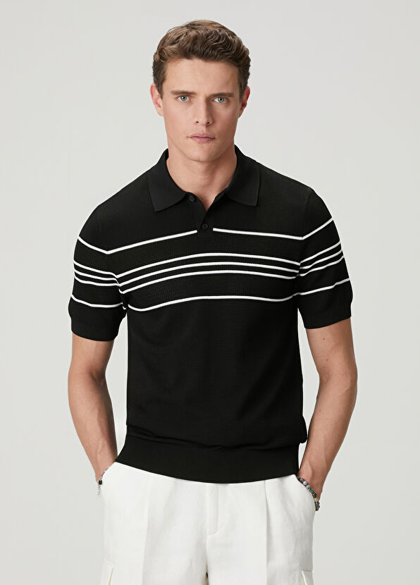 Beymen Club Black And White Line Detail Polo Knitwear - 1