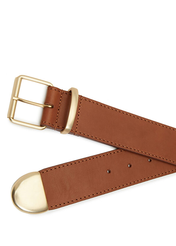 Beymen Club Tan Ruffle Buckle Women's Leather Belt - 2