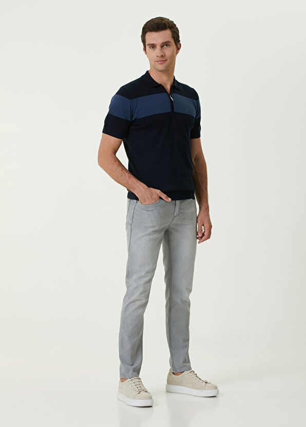 Beymen Club Lacivert Polo Yaka Colorblocked Kısa Kollu Triko - 2