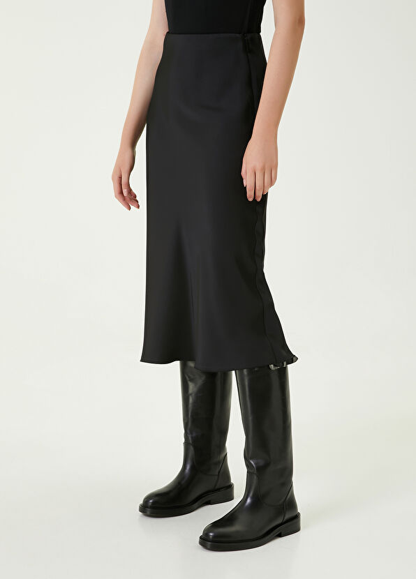 Beymen Club Siyah Midi Evaze Saten Etek - 2