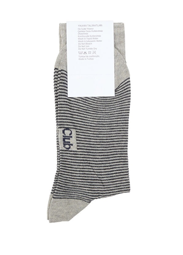 Beymen Club Grey Striped Men's Socks - 2