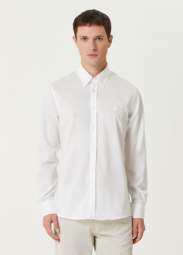 Beymen Club Beyaz Düğmeli Yaka Comfort Fit Gömlek - 1