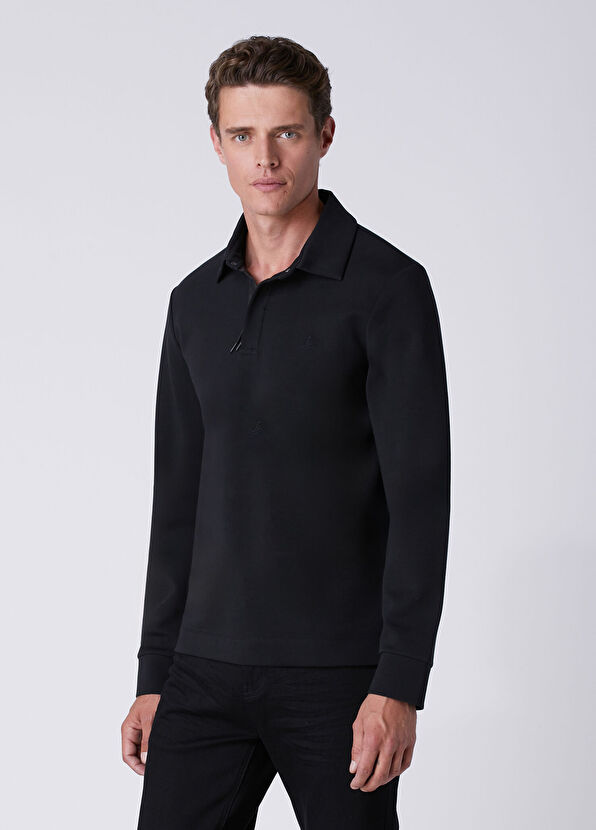Beymen Club Comfort Fit Black Polo Interlock Sweatshirt - 4