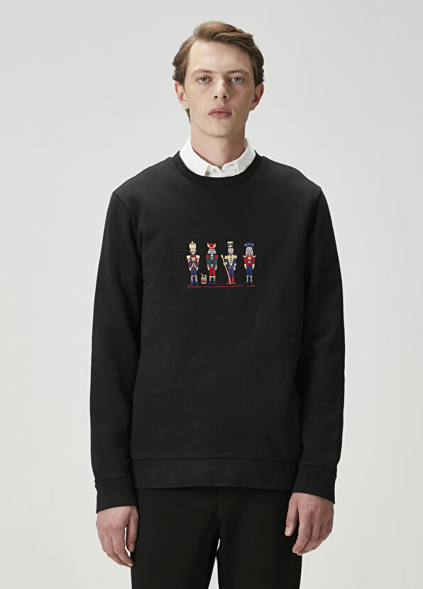 Beymen Club Black Figure Embroidered Sweatshirt - 1