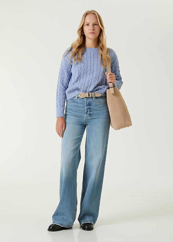 Beymen Club Mavi Saç Örgülü Kazak - 3