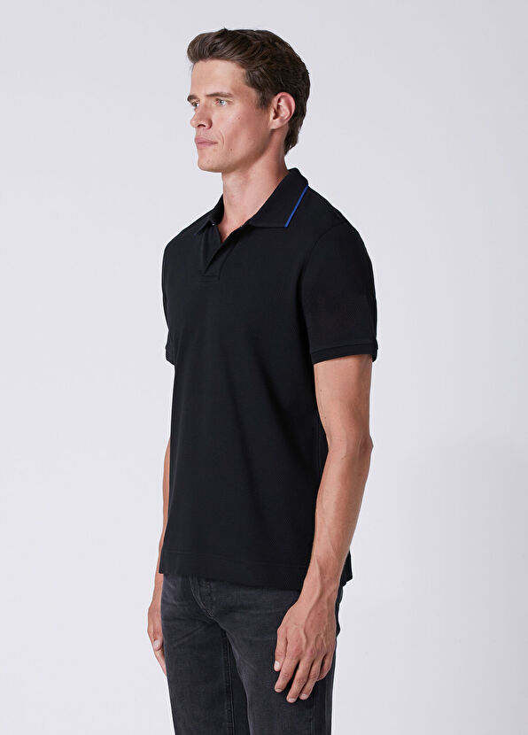 Beymen Club Comfort Fit Siyah Polo Yaka Petek Dokulu T-shirt - 4