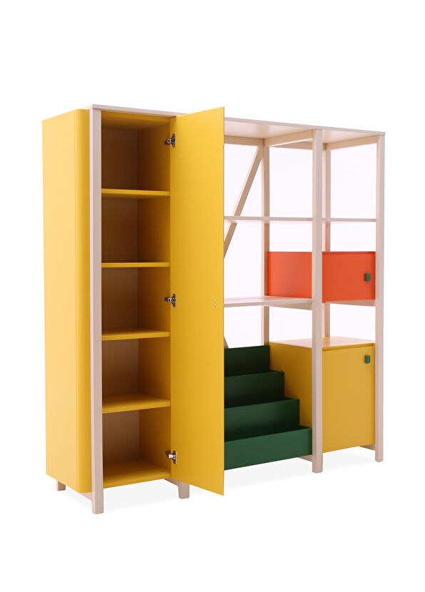 Shuri Kids Tubi Ahşap Çok Renkli Çocuk Kitaplık - 3