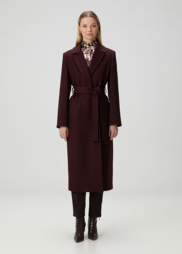 Beymen Collection Mürdüm Yün Palto - 4