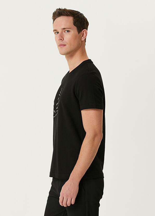 Beymen Club Siyah Logo Baskılı Pike Dokulu T-shirt - 4