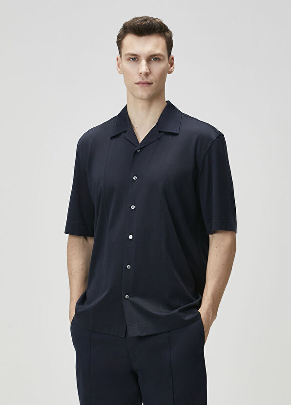 Zegna Lacivert Kısa Kollu Gömlek - 1