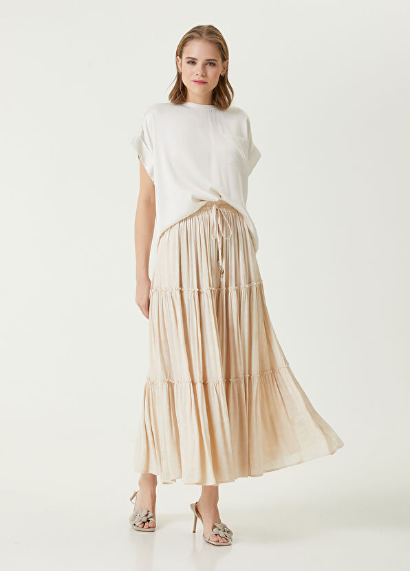 Beymen Club Ecru Silk T-shirt - 4