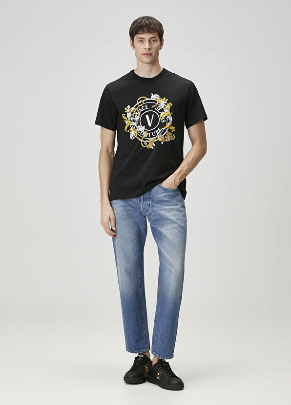 Versace Jeans Couture Siyah Logo Baskılı T-shirt - 2