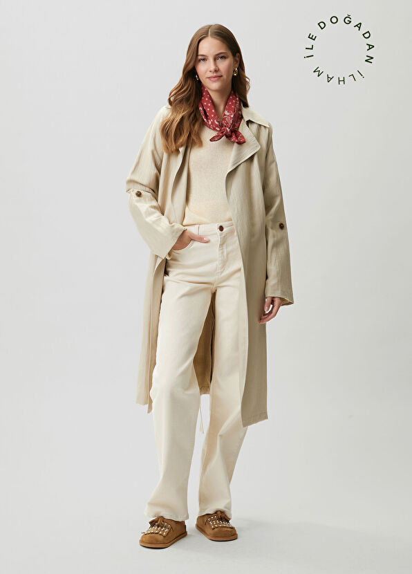 Beymen Club Stone Linen Trench Coat - 1