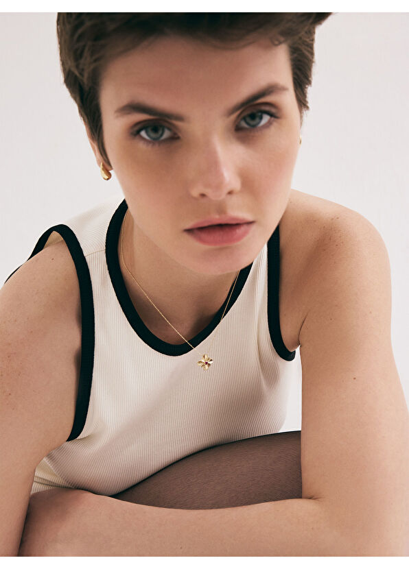 Orena Jewelry Ruby Lotus 14 Ayar Altın Kadın Kolye - 3