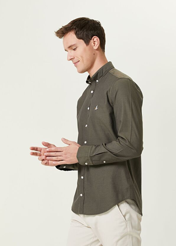Beymen Club Slim Fit Haki Oxford Gömlek - 2
