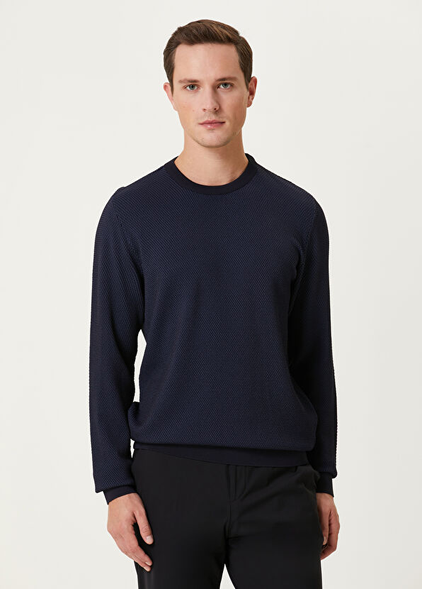 Beymen Club Navy Blue Honeycomb Textured Sweater - 1