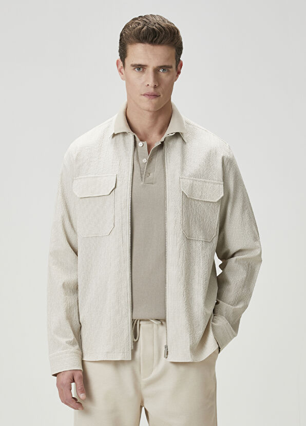 Beymen Club Beige Embossed Outer Shirt - 1