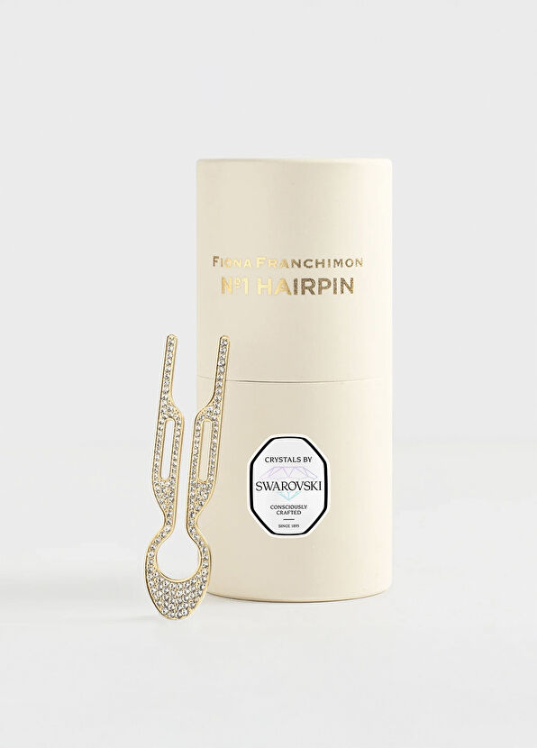 Fiona Franchimon Franchimon Nº1 Hairpin Finish Yellow Gold Swarovski Stone Steel Women's Hair Clip - 2