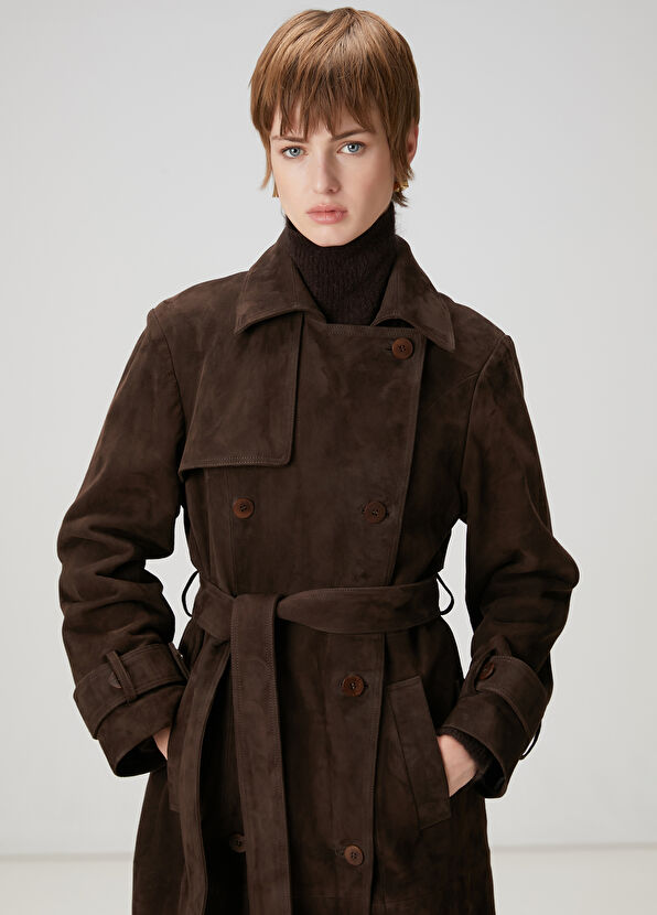 Beymen Club Brown Suede Overcoat - 4