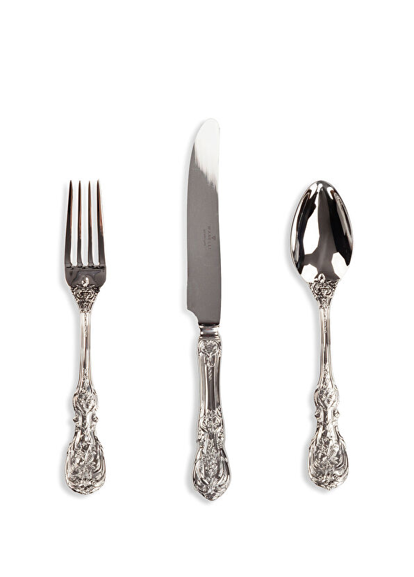 Wanelli Madras Gümüş Rengi Çelik Parlak 84 Parça 12 Kişilik Çatal Kaşık Bıçak Seti - 1