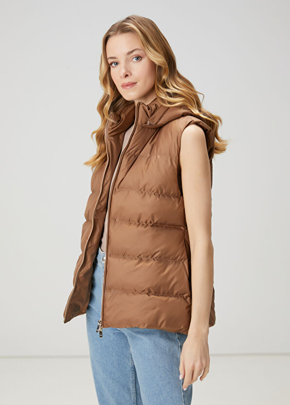 Beymen Club Brown Hooded Puffer Vest - 1
