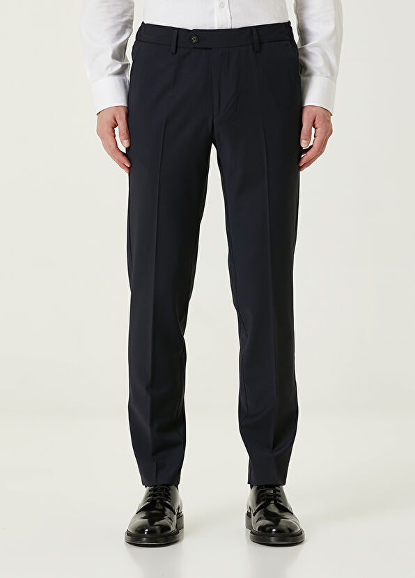 Beymen Club Lacivert Bel Yanı Lastikli Klasik Yün Pantolon - 2