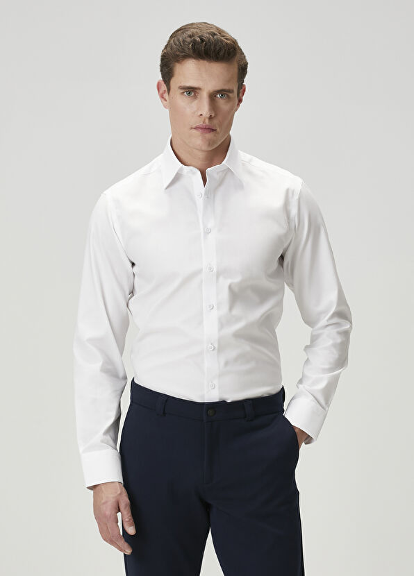 Beymen Club Slim Fit White Non-Iron Oxford Shirt - 1