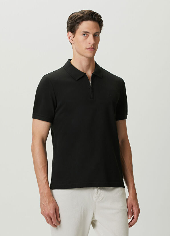 Beymen Club Siyah Polo Yaka Fermuarlı T-shirt - 2