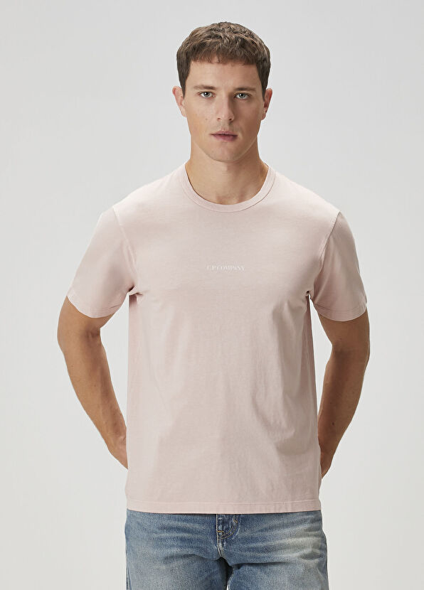 C.P. Company Açık Pembe Logo Baskılı T-shirt - 1