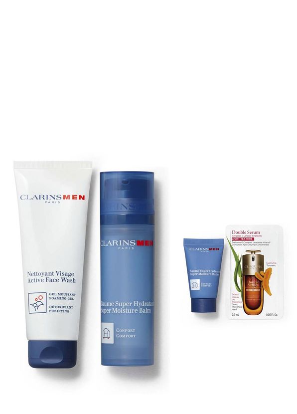 Clarins Men Erkekler İçin Köpüren Yüz Yıkama Jeli 125 ml + Nemlendirici Yüz Balmı 50 ml + 12 ml Cilt Bakım Seti - 2