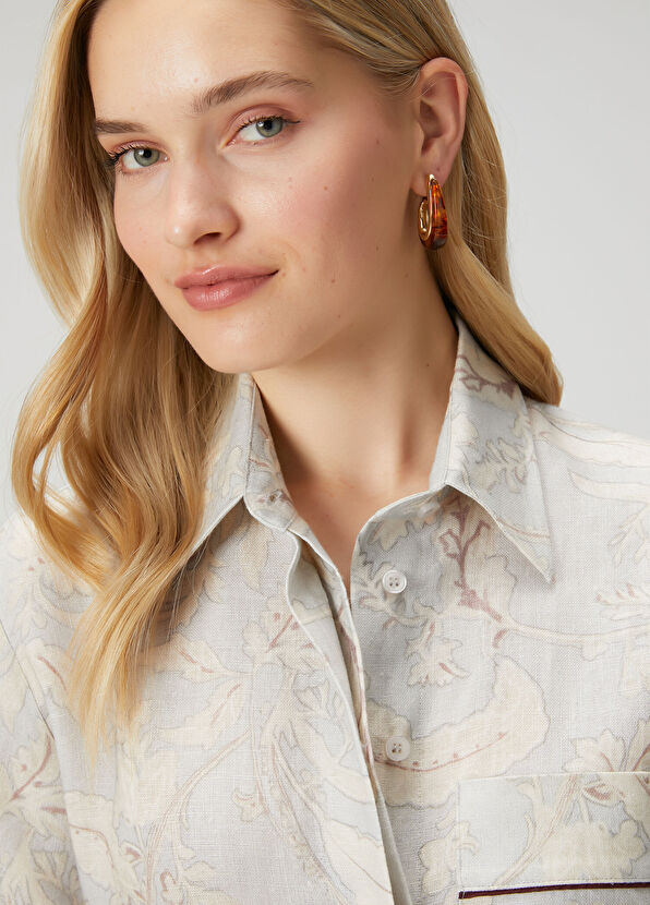 Kahverengi Gold Kadın Küpe - Görsel 2