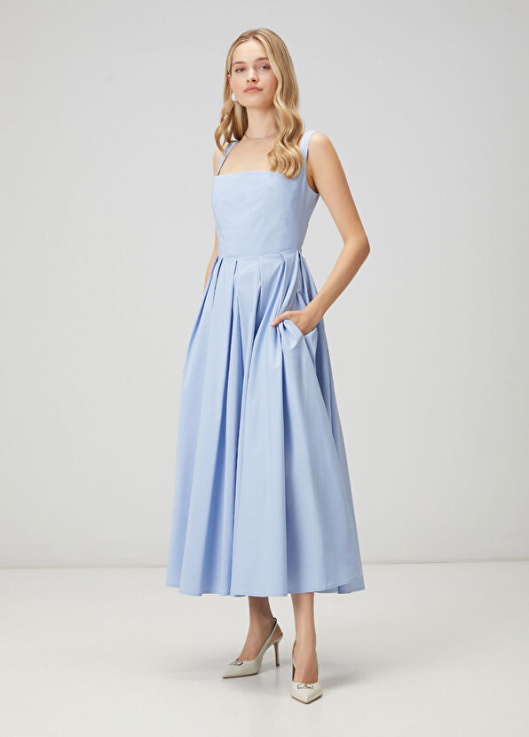Beymen Club Blue Maxi Taffeta Dress - 4