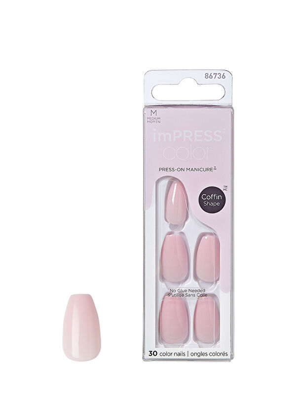 Impress Color Nude Pink Self-Adhesive Long Fake Nails - 1