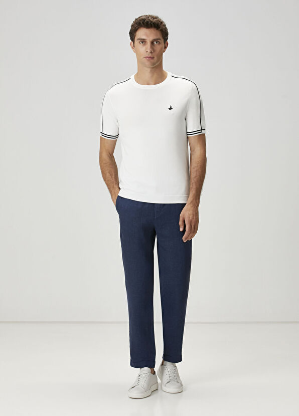 Beymen Club Off-White Stripe Jacquard Short Sleeve Sweater - 3