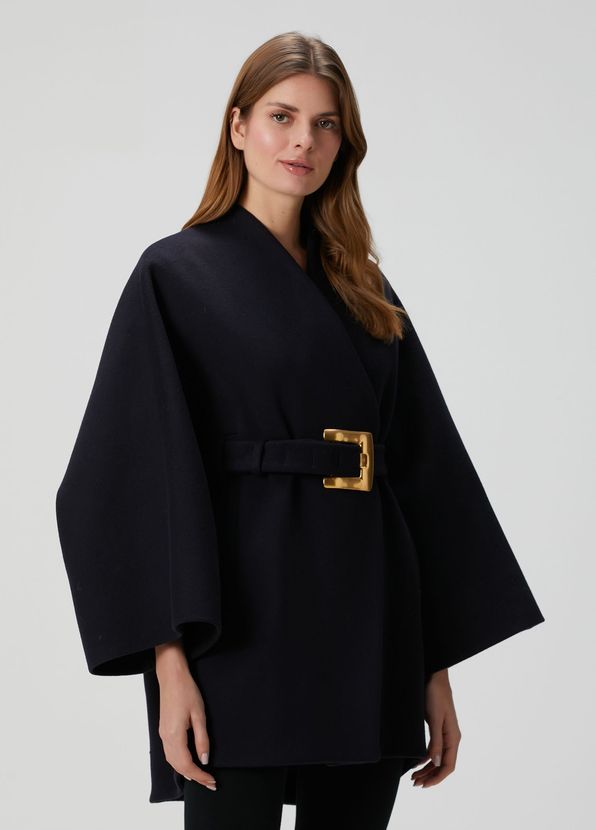 Balmain Lacivert Yün Kaban - 1